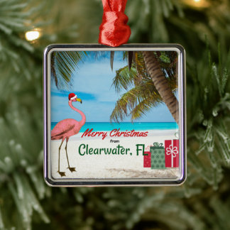 Merry Christmas from Clearwater, FL Metal Tree Decoration