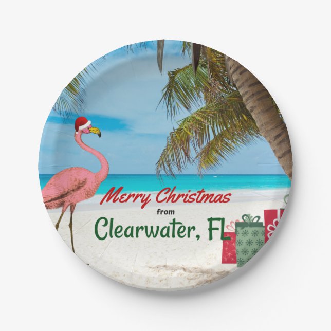 Merry Christmas from Clearwater, FL Paper Plate (Front)