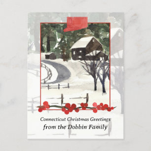 Merry Christmas from Connecticut Farm Personalised Holiday Postcard