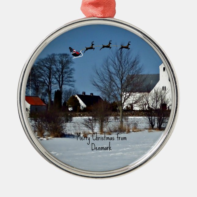 Merry Christmas from Denmark Metal Tree Decoration (Front)