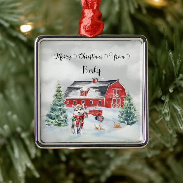Merry Christmas from Dog's Name Metal Tree Decoration (Tree)