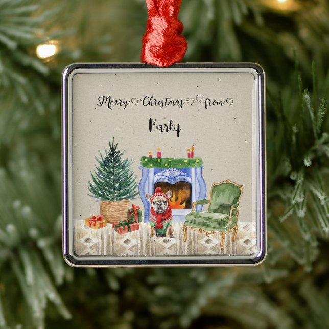 Merry Christmas from Dog's Name Metal Tree Decoration (Tree)
