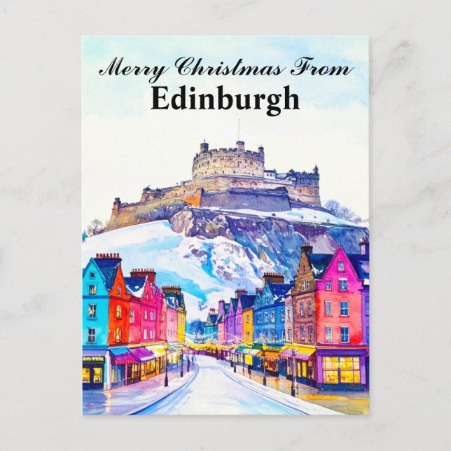 Merry Christmas from Edinburgh Scotland Travel Postcard (Front)