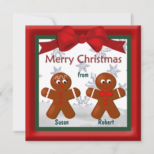 Merry Christmas From Family of Two Gingerbread Holiday Card (Front)