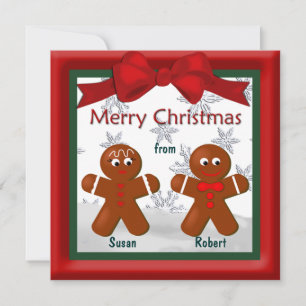 Merry Christmas From Family of Two Gingerbread Holiday Card