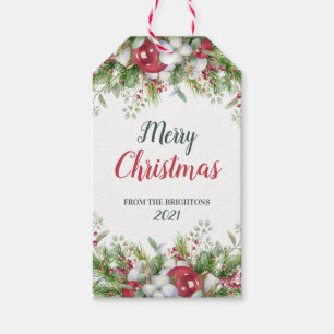 Merry Christmas from Floral wreath Gift Tags