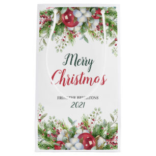 Merry Christmas from Floral wreath Small Gift Bag