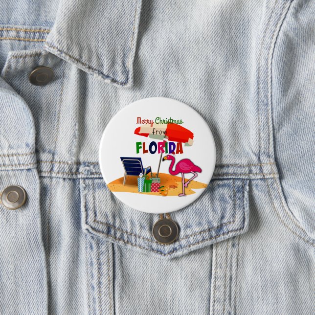 Merry Christmas from Florida 7.5 Cm Round Badge (In Situ)