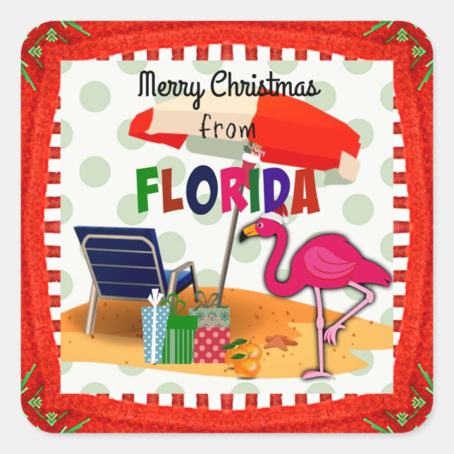 Merry Christmas from Florida--bedazzling! Square Sticker (Front)