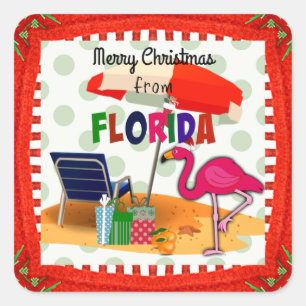 Merry Christmas from Florida--bedazzling! Square Sticker