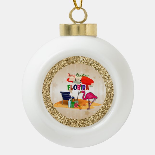 Merry Christmas from Florida Ceramic Ball Christmas Ornament (Front)