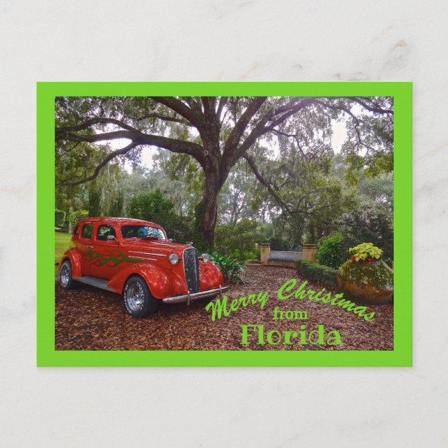 Merry Christmas from Florida Classic Car Bok Tower Postcard (Front)