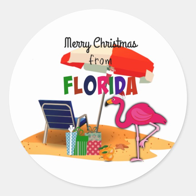 Merry Christmas from Florida Classic Round Sticker (Front)