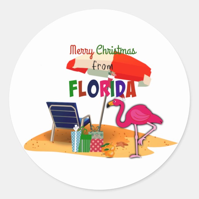 Merry Christmas from Florida Classic Round Sticker (Front)