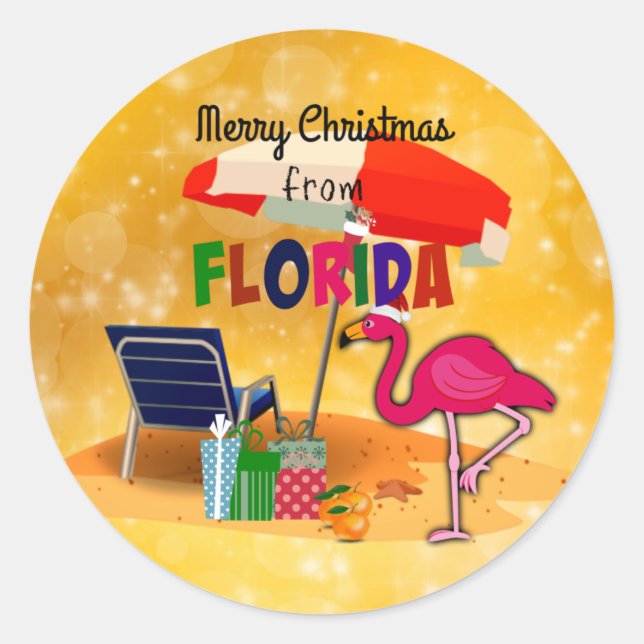 Merry Christmas from Florida,  Classic Round Sticker (Front)