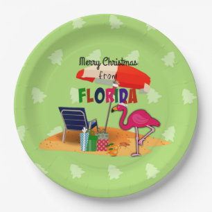 Merry Christmas from Florida, colourful Paper Plate