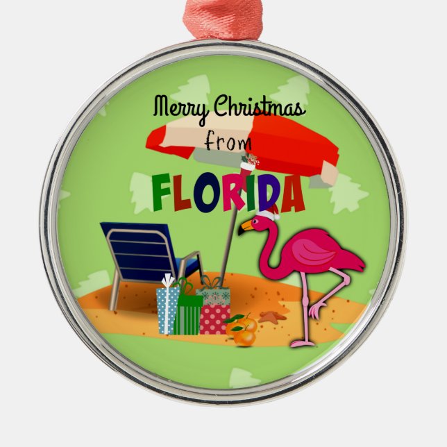 Merry Christmas from Florida Metal Tree Decoration (Front)