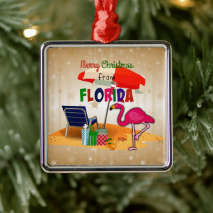 Merry Christmas from Florida Metal Tree Decoration