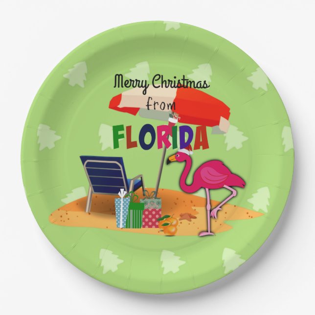 Merry Christmas from Florida Paper Plate (Front)