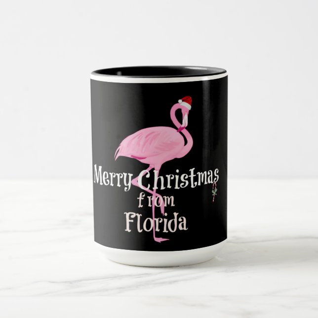 Merry Christmas from Florida, pink flamingo Mug (Center)