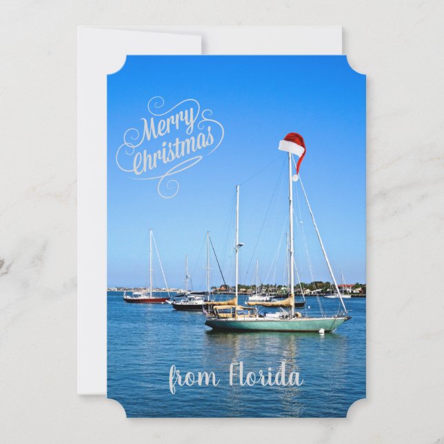 Merry Christmas from Florida Sailboats on the Bay Holiday Card (Front)
