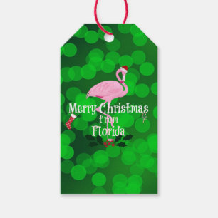 Merry Christmas from Florida, Santa Flamingo Gift Tags