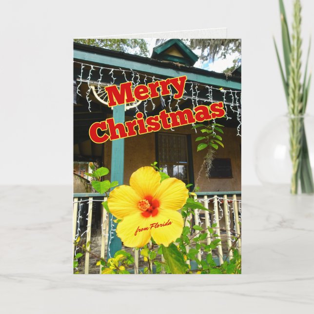 Merry Christmas from Florida Tropical Hibiscus Holiday Card (Front)