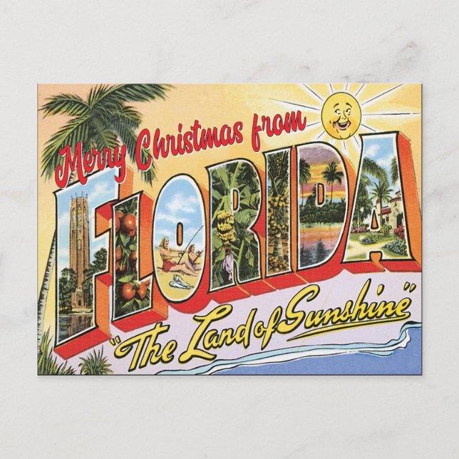 Merry Christmas from Florida vintage Postcard (Front)