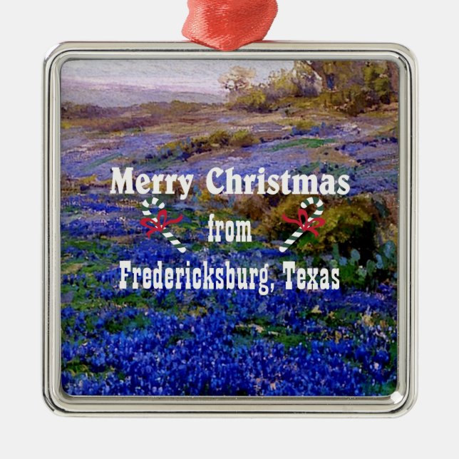 Merry Christmas from Fredericksburg, Texas Metal Tree Decoration (Front)