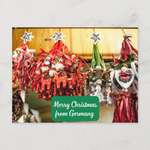 Merry Christmas from Germany - German Ornaments  Holiday Postcard