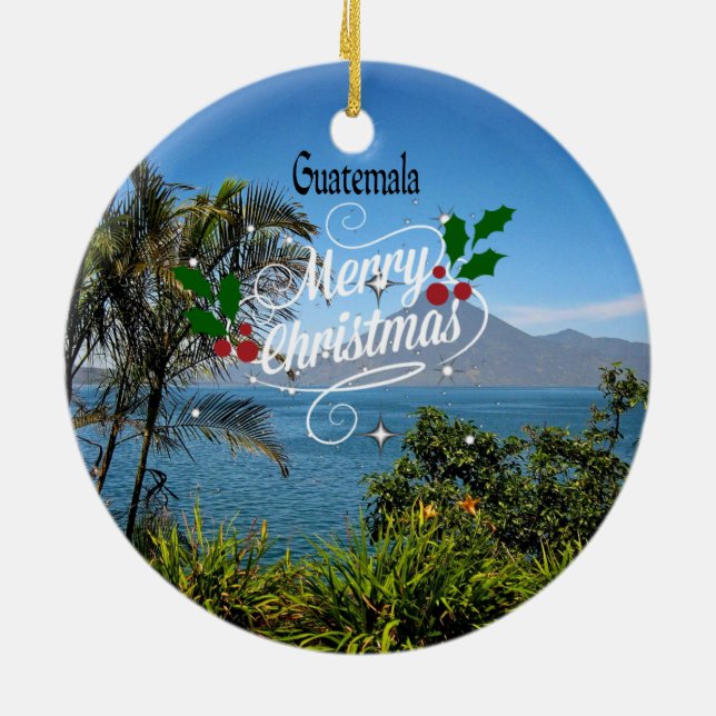 Merry Christmas from Guatemala Ceramic Tree Decoration (Back)