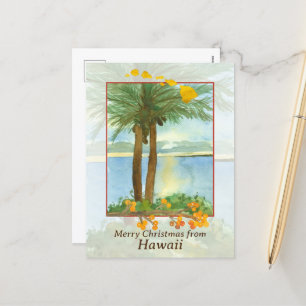 Merry Christmas from Hawaii Ocean Sunrise Palms Holiday Postcard