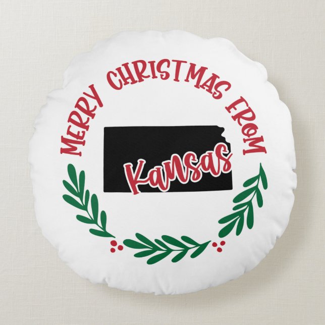 Merry Christmas From Kansas Red Green Round Cushion (Front)