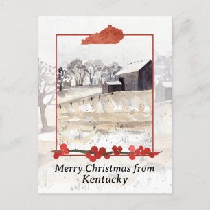 Merry Christmas from Kentucky Farm Winter Snow Holiday Postcard