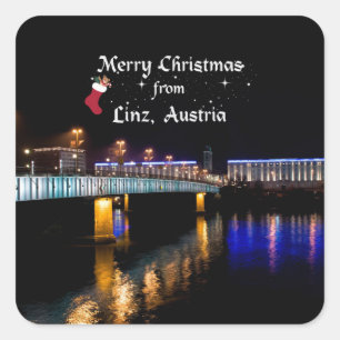 Merry Christmas from Linz, Austria Square Sticker