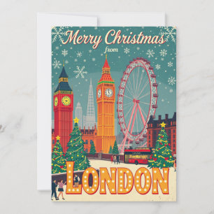 Merry Christmas from London Vintage Retro Holiday Card