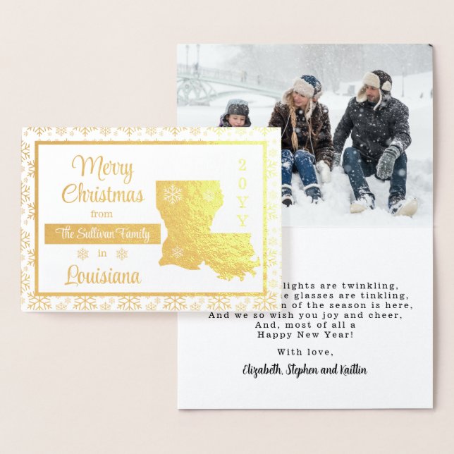 Merry Christmas from Louisiana State Photo  Foil Card (Display)