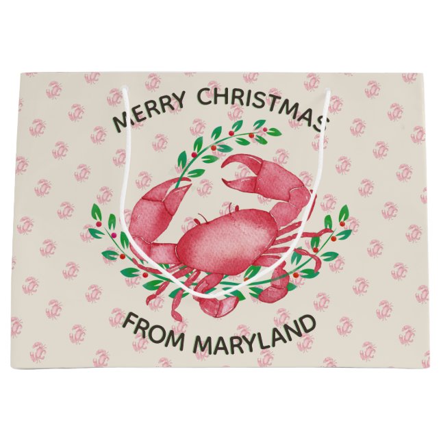 Merry Christmas from Maryland Christmas Crab Large Gift Bag (Front)