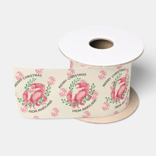 Merry Christmas from Maryland Christmas Crab Satin Ribbon