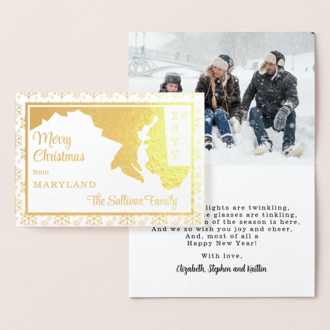 Merry Christmas from Maryland State | Photo Foil Card (Display)