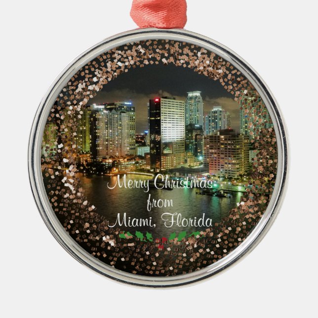 Merry Christmas from Miami, Metal Tree Decoration (Front)