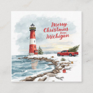 Merry Christmas from Michigan – Coastal Lighthouse Square Business Card