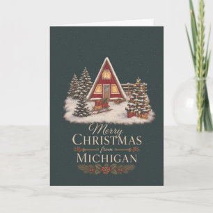Merry Christmas from Michigan Cosy Cabin Holiday Card