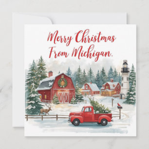 Merry Christmas from Michigan – Cozy Winter Holiday Card