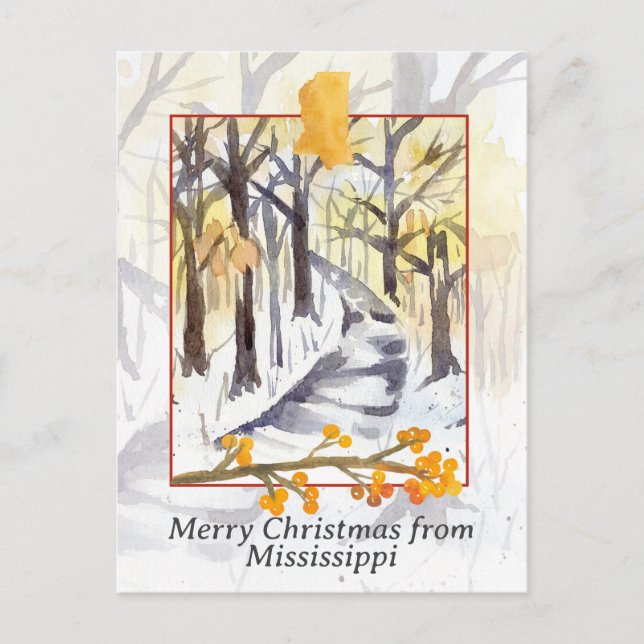 Merry Christmas from Mississippi Trees Winter Snow Holiday Postcard (Front)