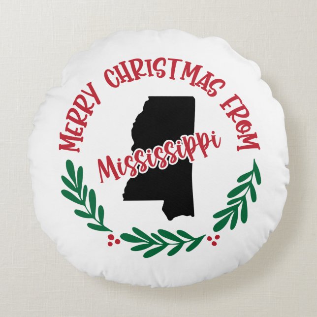 Merry Christmas From Mississippi US Red Green Round Cushion (Front)