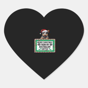Merry Christmas From My Australian Cattle Classic Heart Sticker