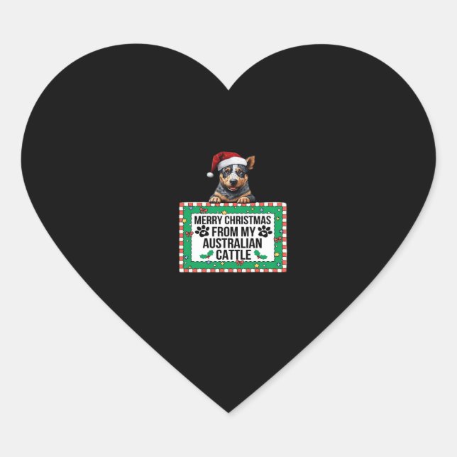 Merry Christmas From My Australian Cattle Classic  Heart Sticker (Front)
