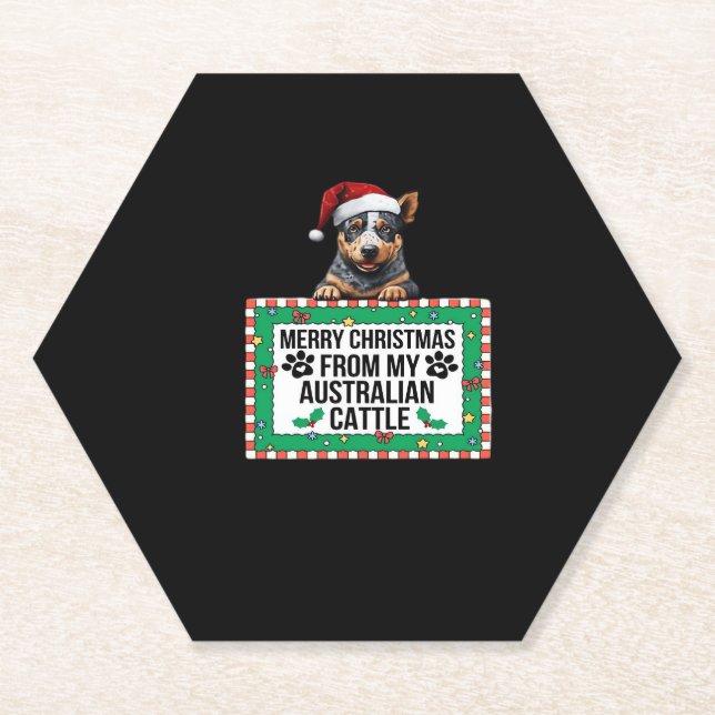 Merry Christmas From My Australian Cattle Classic  Paper Coaster (Front)