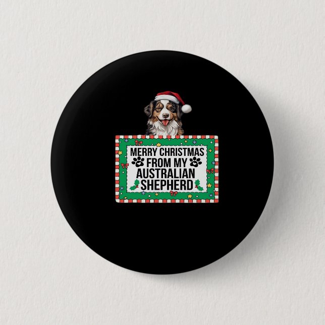 Merry Christmas From My Australian Shepherd Classi 6 Cm Round Badge (Front)